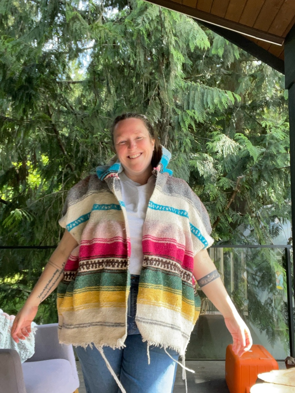 Handmade Mexican blanket/towel coverup/top OS